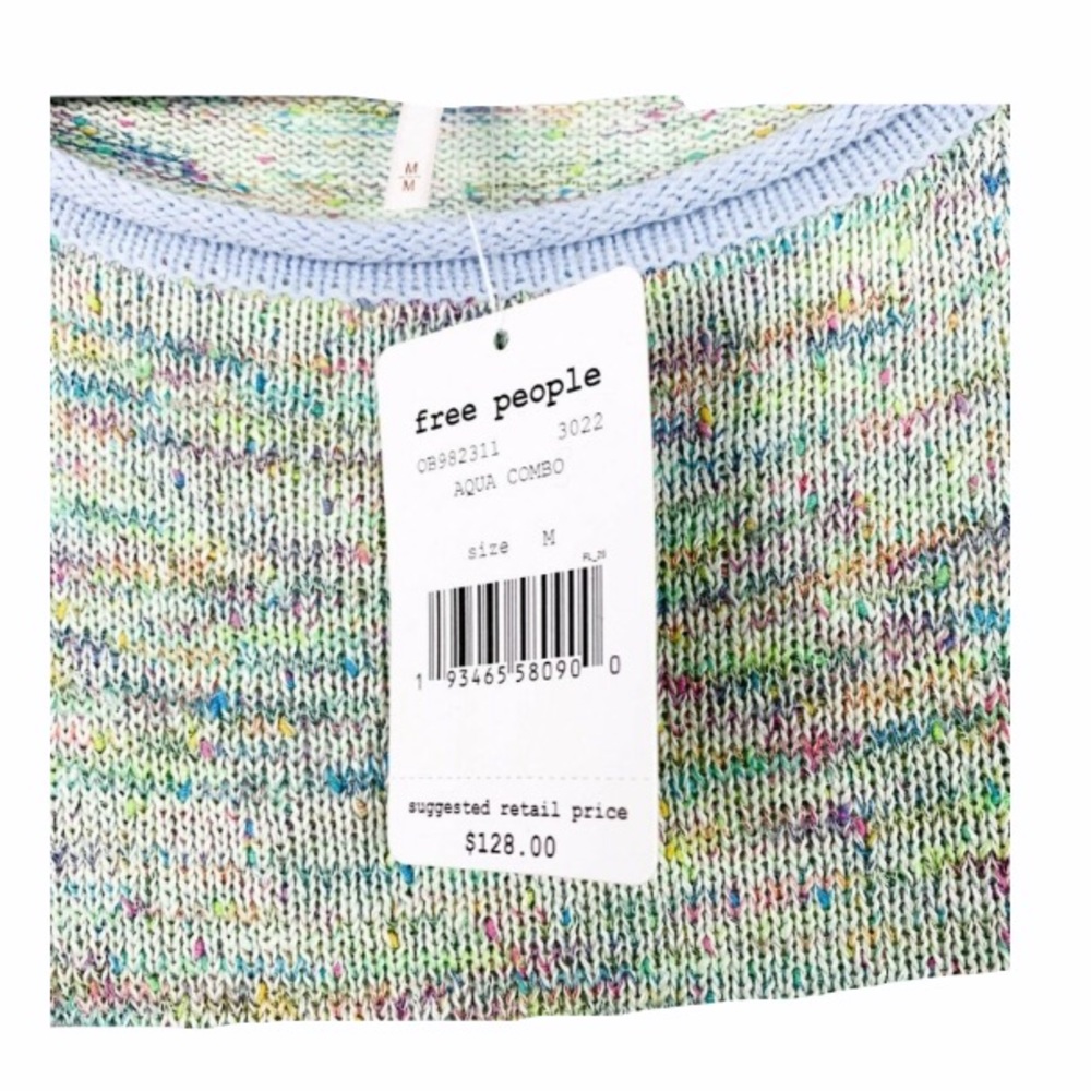 Free People | NWT Aqua Combo Boho Pullover Sweater - Picture 6 of 15